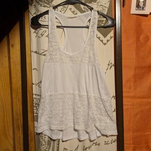 White tank with lace